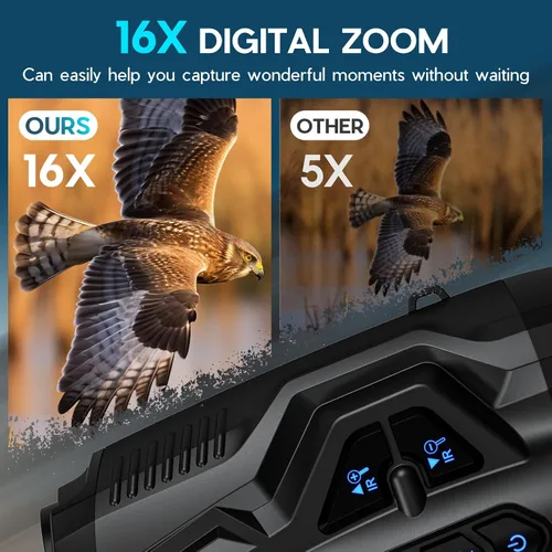 Vista 3 de WISHBETY Gafas de visión nocturna 4K para adultos, binoculares de visión nocturna con zoom de 16X con rango infrarrojo de 1000 pies, batería