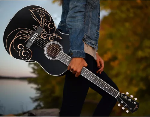Vista 5 de Guitarra acústica de concierto WINZZ AF227A de 39 pulgadas con kit completo, enredadera delicada
