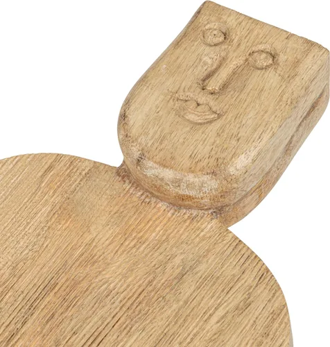 Vista 8 de Cortadora compacta de queso de madera de mango tallada a mano y tabla de cortar con diseño de mango facial y acabado peinado, natural