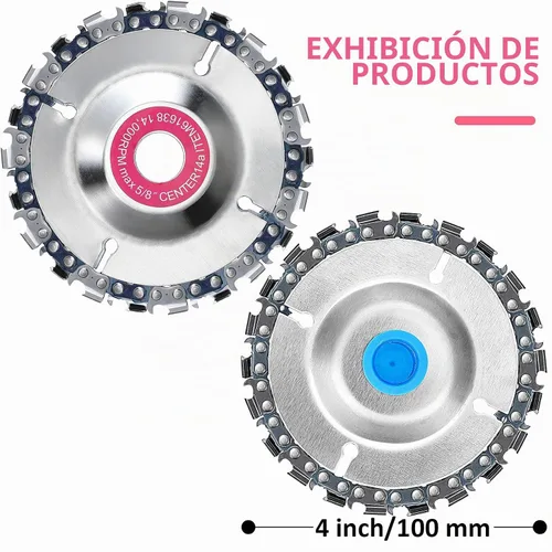 Vista 2 de 3 unidades de disco de cadena de tallado de madera de 5/8 pulgadas, 4 pulgadas, 22 dientes, amoladora de hoja de sierra de madera, disco de tallado