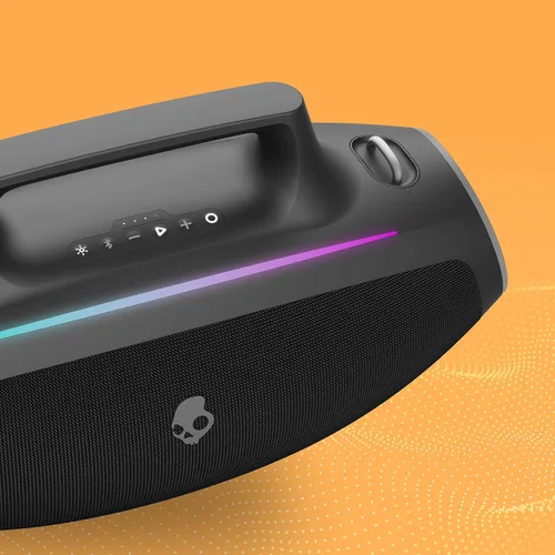 Vista 7 de Skullcandy Barrel - Altavoz Bluetooth Boombox – Altavoz portátil inalámbrico resistente al agua, con modo de espectáculo de luz LED, batería de 12