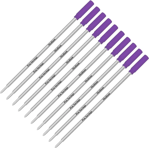 Vista 5 de Pen Savings - Paquete de 10 repuestos de bolígrafo compatibles con bolígrafos Cross, tamaño mediano, paquete a granel (5 negros / 5 azules)