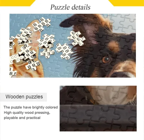Vista 2 de Cat Dog Jigsaw Puzzles 500 Pieces for Adults with Mesh Storage Bag 2011501