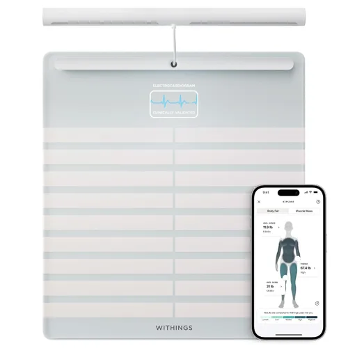Vista 7 de WITHINGS Body Scan - Báscula WiFi Conectada para Mejorar tu Salud, Báscula Personal BIA, Análisis de Composición Corporal, Grasa Corporal, Masa