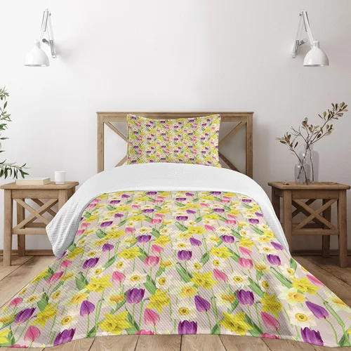 Vista 12 de Lunarable Colcha verde cazador, estilo mandala oriental retro, patrón de remolinos antiguos, diseño de remolinos florales, decorativo, acolchado