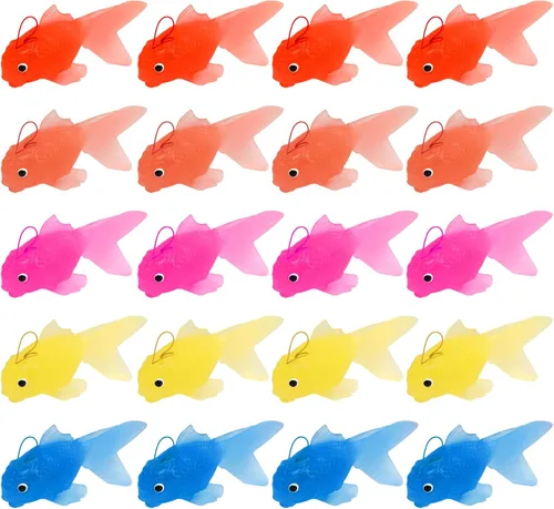 Vista 8 de 20pcs Goldfish Pet Fish para gato juguete – Mini Goldfish natación en el agua – Novedad impermeable niño juguete de natación
