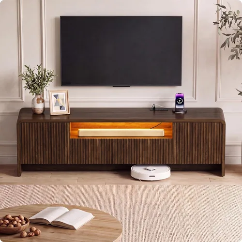 Vista 10 de YESHOMY Soporte de consola de TV de 3 piezas para televisores de hasta 85 Negro