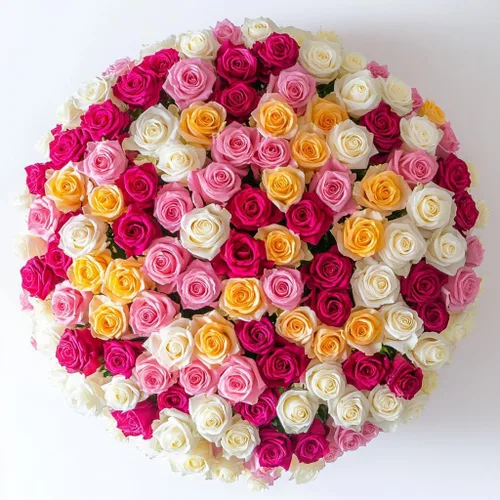 Vista 32 de GlobalRose Ramo de 50 rosas surtidas, rosas de origen responsable, flores frescas, ramo fresco de flores seleccionadas a mano para el día
