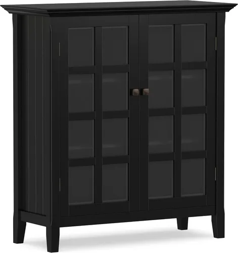 Vista 23 de SIMPLIHOME Acadian - Armario de madera maciza de 36" de ancho, color negro