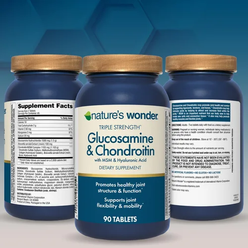 Vista 9 de Nature's Wonder Glucosamina condroitina de triple fuerza con MSM y ácido hialurónico y boswellia para la salud de las articulaciones, apoya