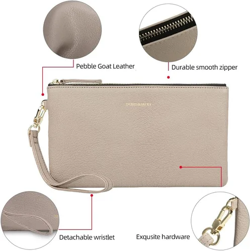 Vista 3 de DORIS&JACKY Bolso de mano pequeño de cuero para mujer, delgado, delgado, de piel de cabra, para teléfono celular, con correa