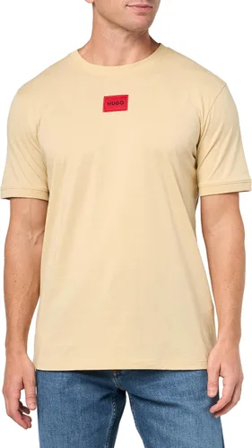 Vista 39 de Hugo Mens Ribbed Crew Neck Regular Fit Center Logo T-Shirt Blanco (Chalk White)