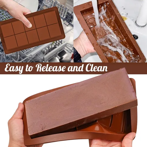 Vista 7 de Webake - Moldes de barra de chocolate profundo, 2 unidades, moldes de silicona platino de 1 pulgada para barra de chocolate Dubai para barra