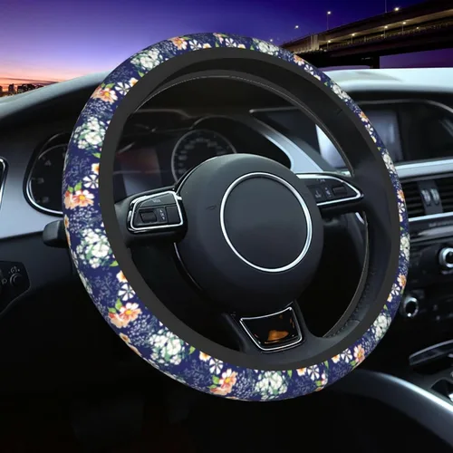 Vista 25 de Funda para Volante de Azulejos Mexicanos Coloridos Accesorios de Automóvil Lindos para Mujeres Niñas Femenino Universal 15 Pulgadas Neopreno