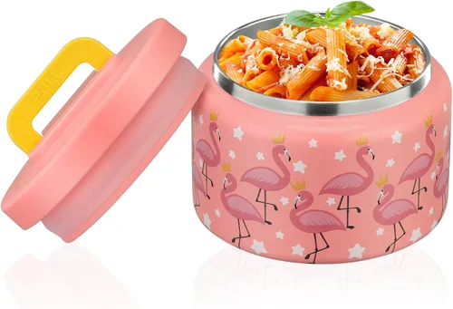 Vista 15 de PIQUEBAR - Termo infantil de 8 onzas para alimentos calientes, pequeño recipiente térmico de acero inoxidable, termo de boca ancha fácil de abrir