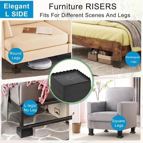 Vista 3 de Elevador de cama de 1 pulgada, 2 pulgadas, 3 pulgadas, 4 pulgadas de alta resistencia, elevador de muebles ajustable para mesa, escritorio, sofá