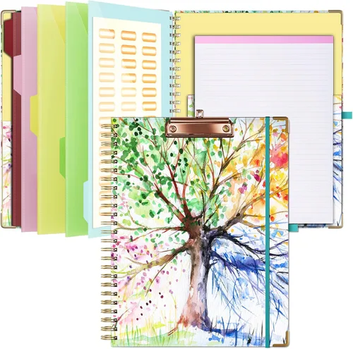 Vista 18 de Ospelelf Portapapeles con almacenamiento de 8.5 x 11, organizador de padfolio, cartera en espiral, tamaño carta con bloc de notas, soporte