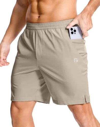 Vista 78 de GGJ Pantalones cortos deportivos ligeros para hombre con 2 bolsillos con cremallera de 7/5/9 pulgadas, pantalones cortos de tenis de secado rápido