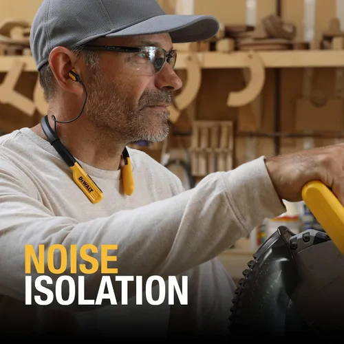 Vista 3 de DEWALT Auriculares inalámbricos Bluetooth con banda para el cuello y cargador rápido de coche de 60 W de 4 puertos