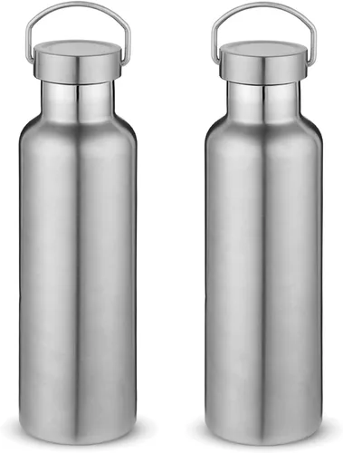 Vista 20 de Volhoply 24 onzas Botella de agua aislada con boca estándar con tapa de combinación de plástico y acero inoxidable, botellas de agua de 304 18/8