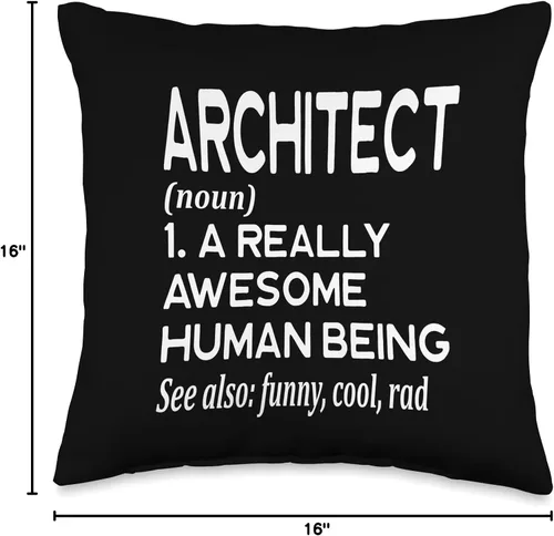 Vista 4 de Architect Gifts for Men Women Work Boss by RJ Architect Definition Funny Architecture Building - Almohada de 16 x 16 pulgadas, multicolor