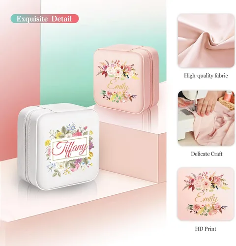 Vista 5 de Caja de Joyería Caramel Sweet Life Organizador de Joyas Personalizado Regalos para Mamá Pequeño Estuche de Joyería de Viaje con Diseño de Roseta