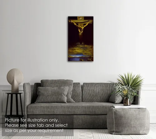 Vista 2 de Get Custom Art - Salvador Dalí, Cristo de San Juan de la Cruz - Impresión en lienzo enrollada en un tubo, pinturas famosas para decoración de pared