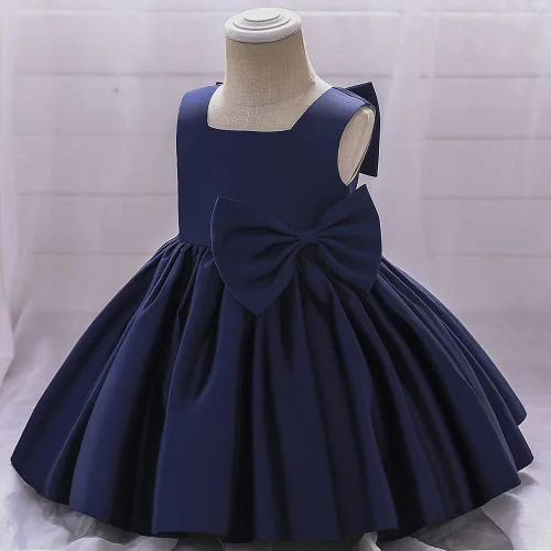 Vista 2 de 6M-8T - Vestido de fiesta de tutú para bebé, con lazo grande, para concurso de cumpleaños, para bautizo