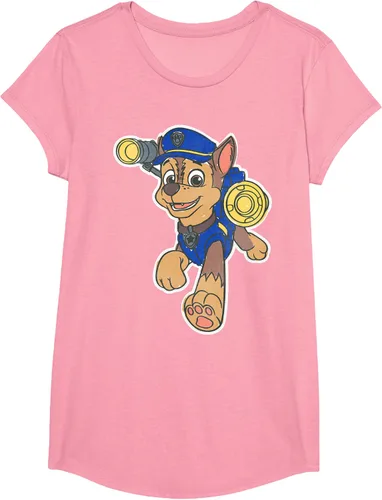 Vista 106 de Paw Patrol Chase Character Patch - Camiseta negra de manga corta con cuello redondo y ajuste clásico, talla S Negro