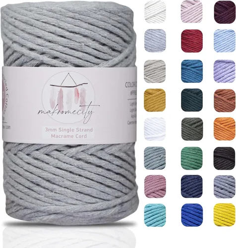 Vista 131 de Makromecity, Cordón de macramé de un solo hilo de 3 mm x 100 yardas (300 pies) de 3 mm de cordón de algodón azul bebé para arte y manualidades