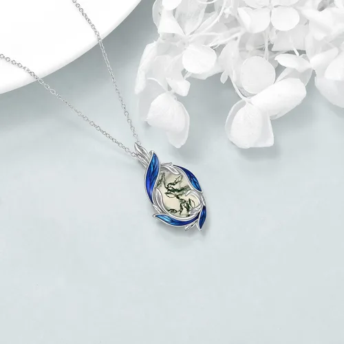 Vista 16 de LUHE Collar de plumas de piedra lunar, collar con colgante de plumas de plata de ley, joyería de regalo de Navidad para mujer
