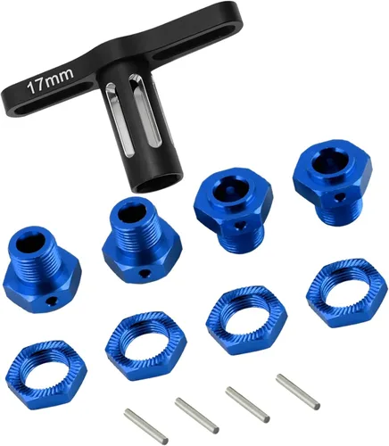 Vista 6 de Tuercas de rueda de aluminio de 0.669 in, bujes hexagonales de rueda y llave de rueda para 1/10 Kraton 4X4 4S V2 BLX, Outcast 4X4 4S V2 BLX Rojo - 1