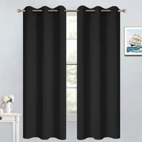 Vista 24 de Yakamok Cortinas opacas para dormitorio, aislamiento térmico, cortinas de oscurecimiento de habitación para sala de estar, juego de 2 paneles