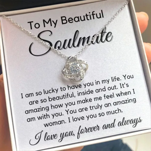 Vista 4 de Collar con nudo de amor para mi alma gemela - My Lovely Wife, regalos para novia, regalos románticos para ella de marido a esposa, día de San