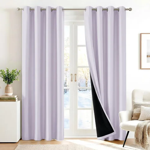 Vista 54 de Deconovo Cortinas opacas 100% con forro negro, cortinas con ojales aisladas térmicamente que reducen el ruido, doble capa para oscurecer