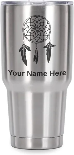 Vista 21 de LaserGram Vaso aislado al vacío de 20 onzas, atrapasueños, grabado personalizado incluido (negro) Engraved Gift, Vacuum Insulated Stainless Steel