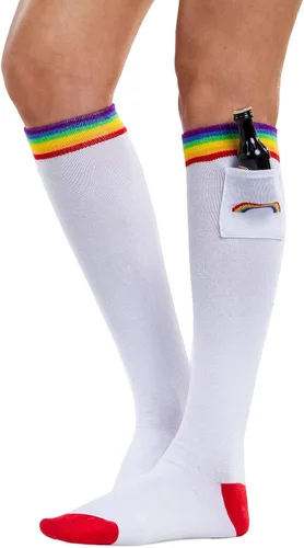 Vista 3 de Tipsy Elves Calcetines arcoíris para hombres y mujeres, divertidos y brillantes calcetines PRIDE para festivales de orgullo, desfiles y trajes retro