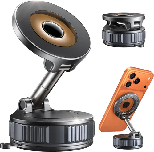 Vista 10 de Soporte de teléfono para automóvil, soporte magnético ajustable de 360° para automóvil, soporte de teléfono plegable con ventosa, soporte