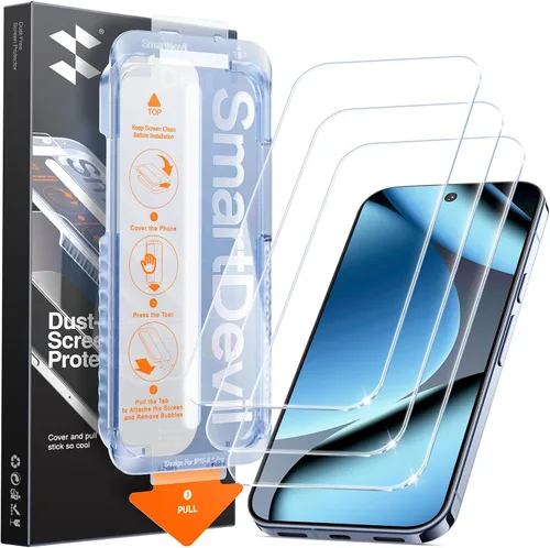 Vista 10 de SMARTDEVIL [Paquete de 3+3] Protector de pantalla para Google Pixel 7A con protector de lente de cámara, compatible con lector de huellas