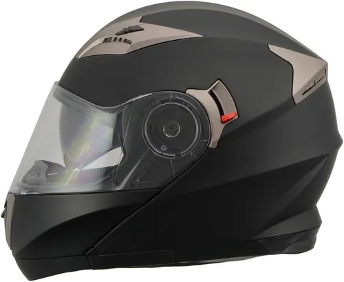 Vista 5 de Milwaukee Performance Helmets MPH9804DOT Matte Black Modular Racing Helmet w/ Drop Down Visor