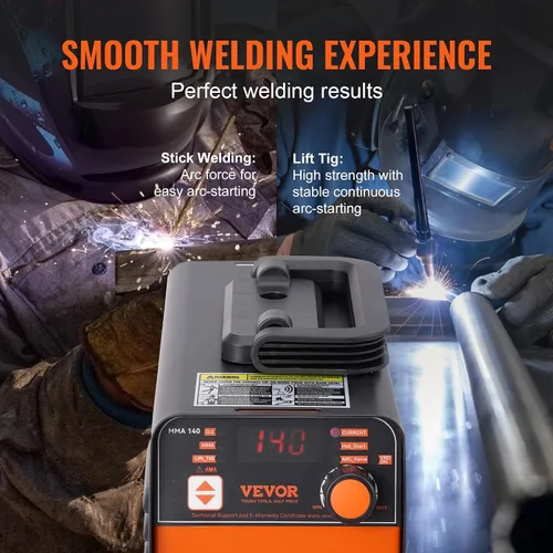 Vista 3 de VEVOR Soldador de Palo, Mini y Portátil 140Amp 2 en 1 Máquina de Soldadura ARC/Lift TIG, Soldador de Arco con Arranque en Caliente/Fuerza