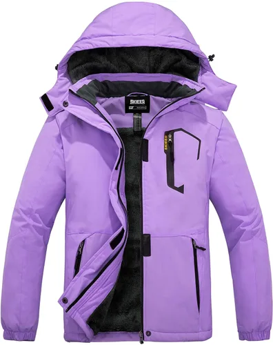 Vista 9 de Skieer - Chaqueta de esquí impermeable para mujer, abrigo cálido de invierno con forro polar para snowboard Negro