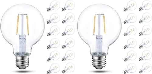 Vista 8 de Energetic Lighting Edison - Bombilla LED regulable, globo G25, equivalente a 60 W, luz blanca suave de 2700 K, base norma E26, con certificación UL