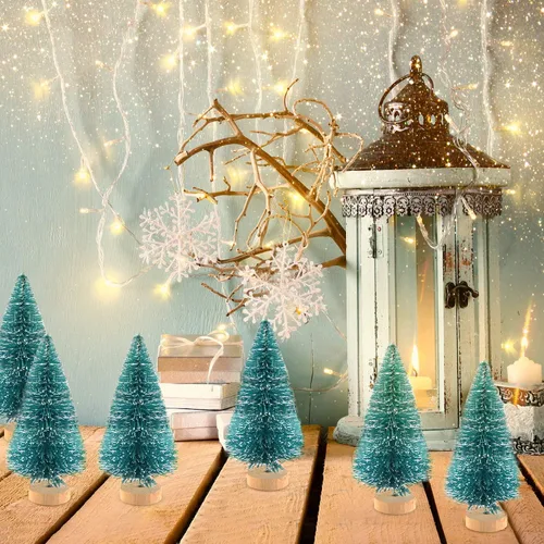 Vista 5 de KUUQA 24pcs mini cepillo de la botella del sisal árboles de Navidad, tamaño Azul-Verde