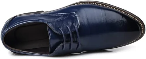 Vista 4 de Zapatos de vestir con punta degradada para hombre, zapatos Oxford formales puntiagudos con cordones, traje de negocios, zapatos de esmoquin