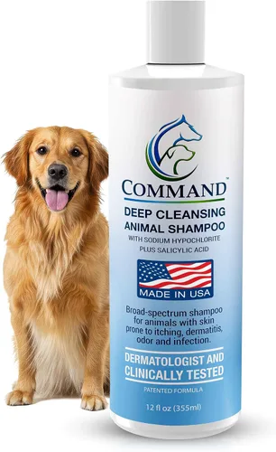 Vista 7 de Champú medicado hipoalergénico para perros con ácido salicílico, piel y cabello sensibles, con picazón y lavado y eliminador de olores (4 onzas)