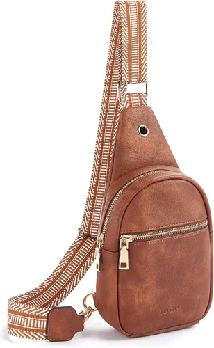 Vista 169 de Telena Riñonera pequeña para mujer, de cuero, cangureras, bolsa de pecho para mujer