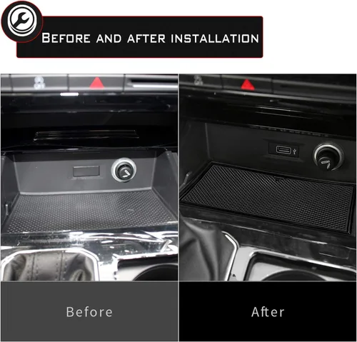 Vista 4 de Auovo Portavasos para puerta para Volkswagen VW Atlas Accesorios 2023 2022-2018 Interior personalizado para consola de automóvil, portavasos de Negro