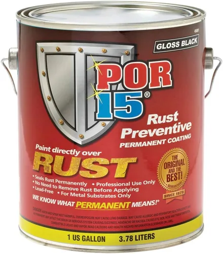 Vista 2 de POR-15 Revestimiento preventivo de óxido, detiene el óxido y la corrosión permanentemente, barrera protectora antioxidante, no porosa, 128 onzas
