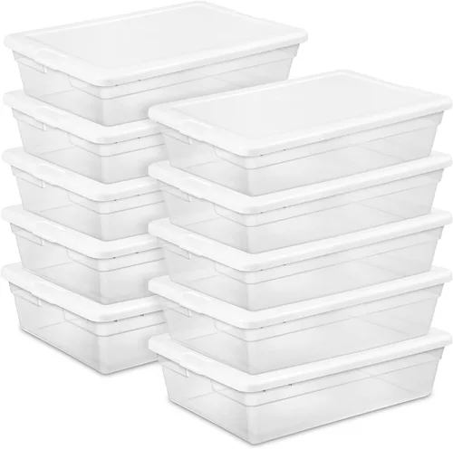 Vista 41 de Sterilite - Paquete de 12 cajas de almacenamiento apilables con tapas a presión; contenedor organizador de plástico resistente para armario, baño